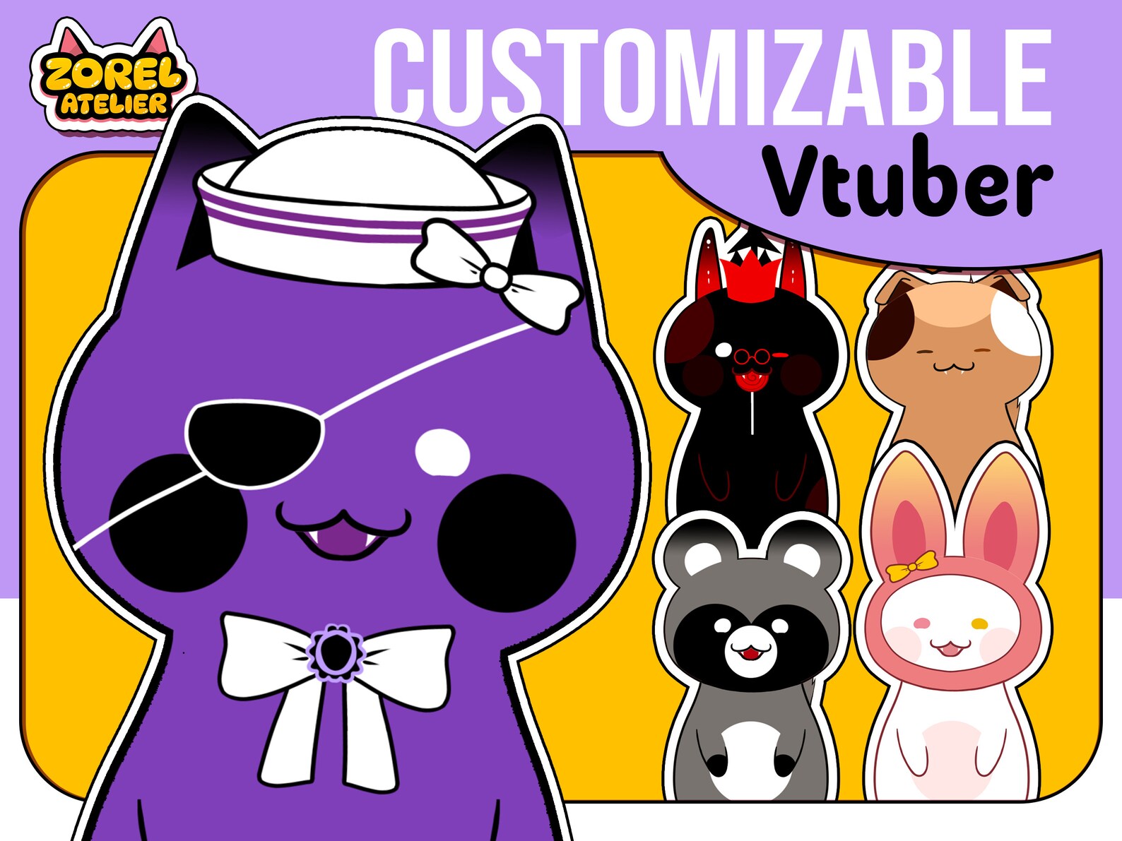 Customizable Vtuber Avatar Live2d | Cat Dog Bunny Bear Mouse Fox Devil ...