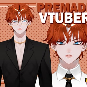 Customizable Vtuber - Premade Live2D Male Avatar | Fully Rigged Half Body / Waist up Vtube Model | Multiple Outfits & Accessories