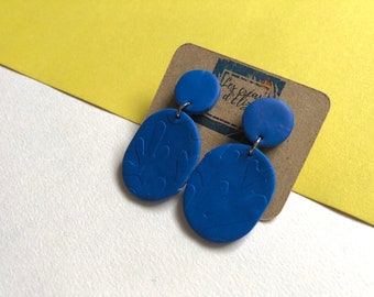Blaue strukturierte Ohrringe | Handgefertigt | Aus Fimo