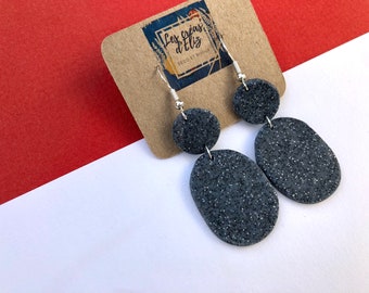 Imitation granite dangle earrings | Handmade | Made of polymer clay