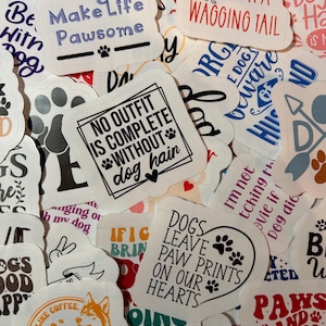 Autocollants/décalcomanies en vinyle mat sur le thème des chiens, avec slogans et phrases, support transparent, idée cadeau ou cadeau de Noël ou d'anniversaire