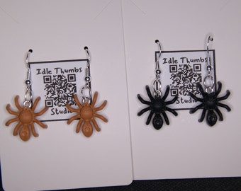 Halloween Lego Spider Earrings with Silver Plated Ear Wires