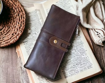 Women Men Handmade Genuine Leather Phone Wallet, Anti Theft Birthday Valentines Day Gift For Him Her, Mother's day, Father's Day Gift