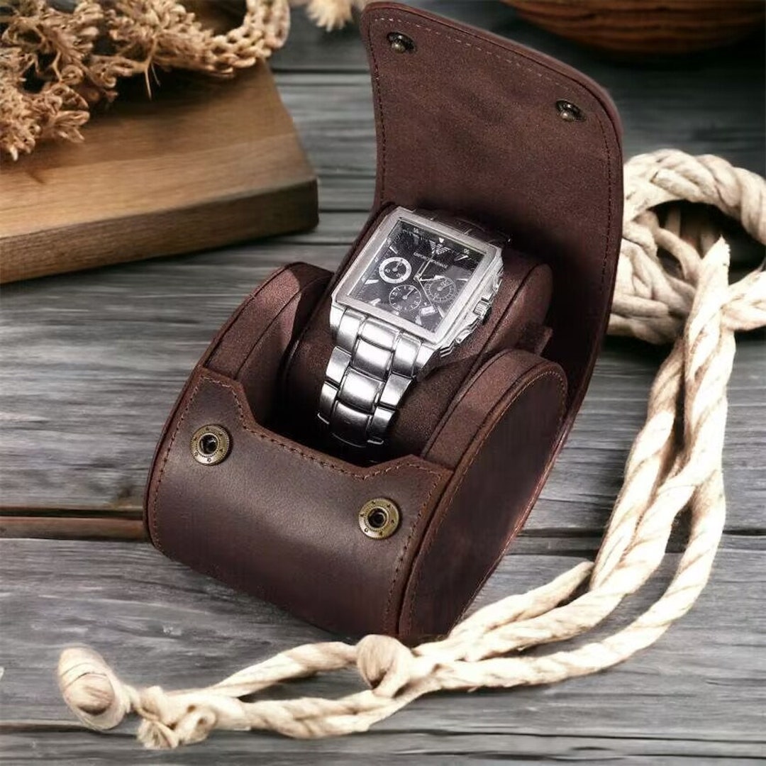 Personalized Genuine Leather Single Slot Watch Storage Case, Custom ...