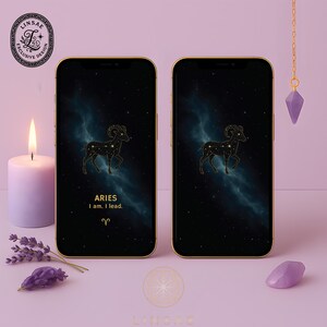Aries Zodiac Wallpaper | Action, Courage & New Beginnings | 3-in-1 Manifestation Kit | Digital Ritual Download