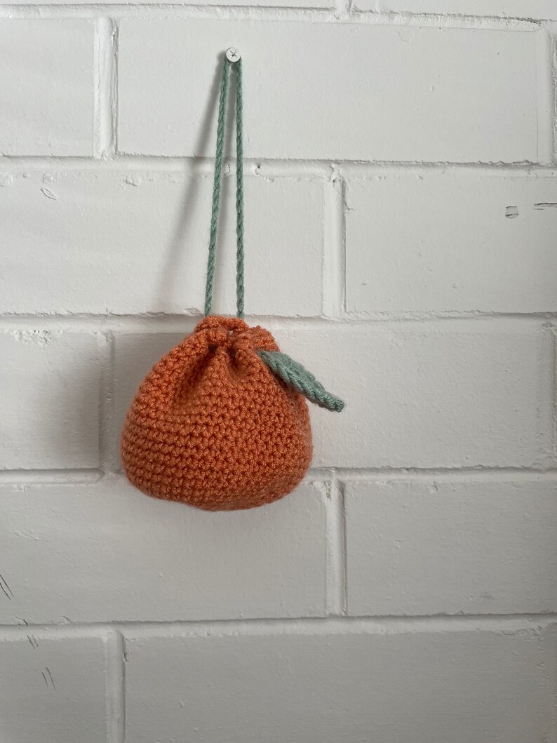 Orange Bag/ Handmade Crochet Orange Drawstring Bag / Crochet Pouch Etsy