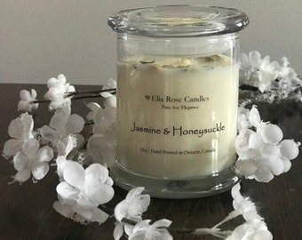 Jasmine and Honeysuckle Soy Scented Candle | Spring Candle |  Summer Candle |  Love Candle |  100% Pure Soy Wax |  Gift | Made to Order