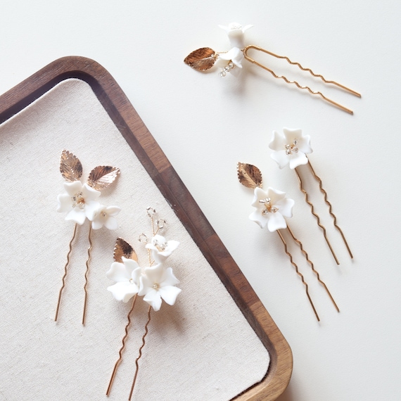 NEW 5 Boho Hair Clips Hairpins - NEW Blush Pink Silk Butterfly Hairpins, Boho Hair Clips, Set of  main image 3