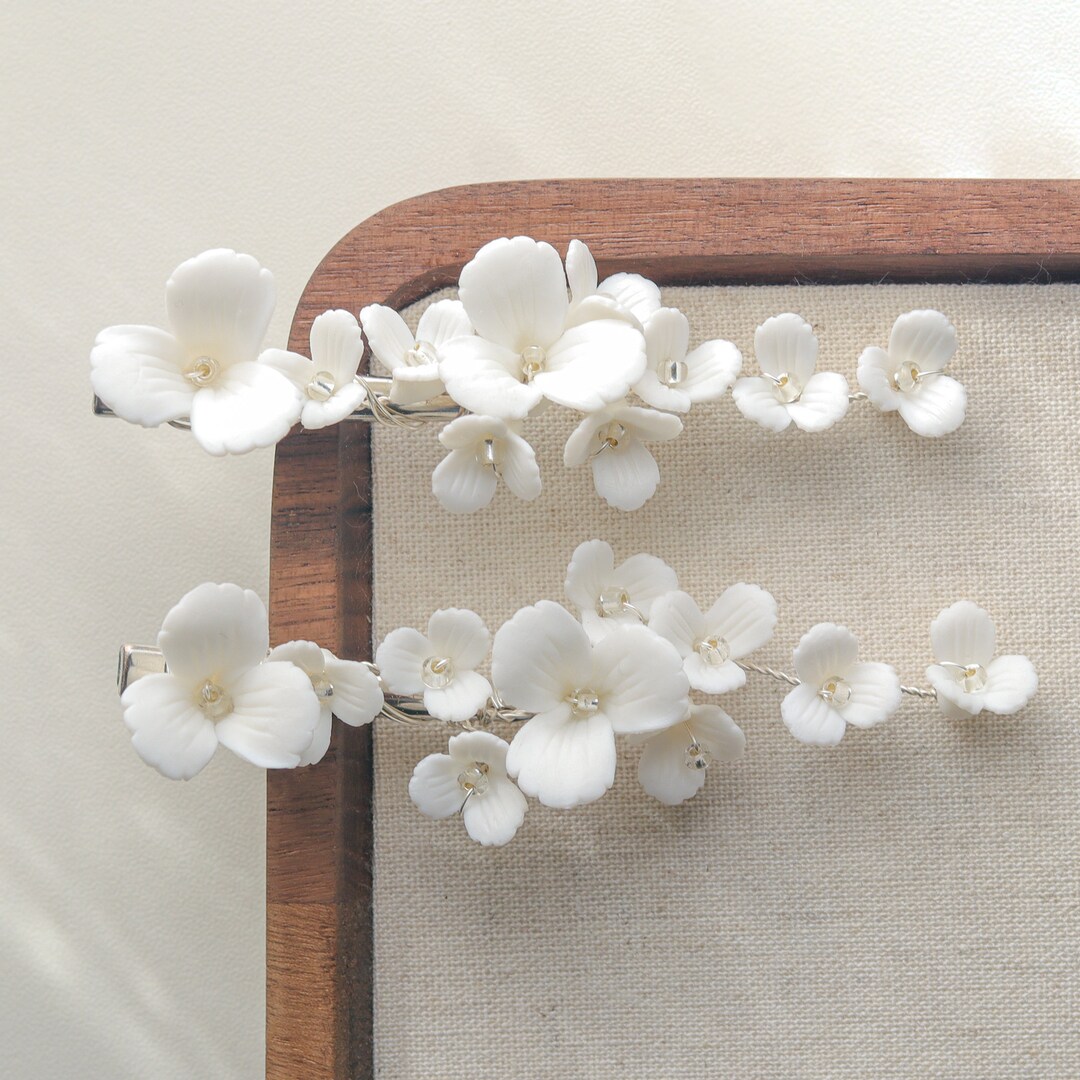 Polymer Clay Flower Hair Clip Bridal Floral Hair Clip Wedding Ceramic