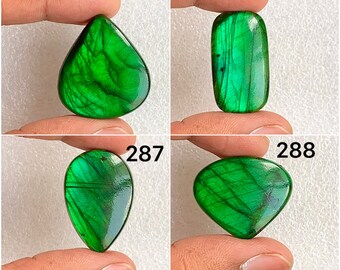 Natural Dyed Green Labradorite Cabochon Loose Gemstone for making  jewellery and pendant (285-288)