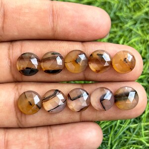 Natural Montana Agate Flatback Rosecut Cabochon Round shape 10pcs 10MM lot, Montana Agate Used for Jewellery making