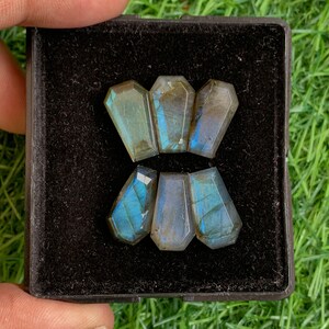 Labradorite Step cut gemstone 6  pcs lot  RoseCut Top Quality  10x17MM RoseCut