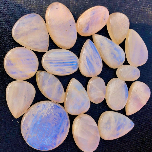 Natural Belomorite Moonstone  Cabochon African Moonstone Wholesale Lot Cabochon By Weight With Different Sizes Shapes Used ForJewelry Making
