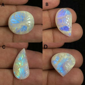 Natural Rainbow Moonstone  Carving Cabochon African Moonstone Wholesale Lot Cabochon By Weight With Different Sizes ForJewelry Making