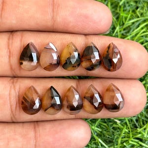 Natural Montana Agate Flatback Rosecut Cabochon Pear shape 10pcs 10x14mm lot, Montana Agate Used for Jewellery making