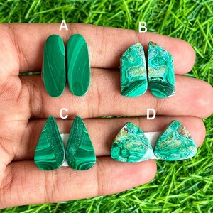 Malachite Pair Cabochon, Cabochon Pair Gemstone,Malachite Matched Pair Cabochon, lot for Jewelry making ,ring, pendant , Bracelet making