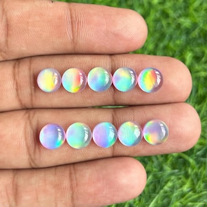 Aurora Opal Edelstein 8 mm Runde 10 Stück Cabochon - Top Qualität Cabochon, Doublette Opal Aurora Opal Speziell für die Schmuckherstellung