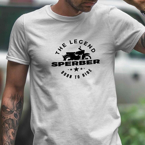 T-shirt - Simson Sperber, Born to Ride, the Legend, Simson SR4-3 & DDR bromfietsfans, cadeau voor motorrijders en motorrijders