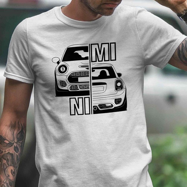 T-Shirt - MINI split, Geschenk für Petrolheads, Mini Cooper R50 R56 F55, John Cooper works, Farbe und Schnitt wählbar