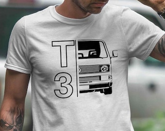 T-Shirt - T3, Typ 2 T3, Typ2-Modell ’80, Multivan, Caravelle, Transporter, Geschenk für Petrolheads