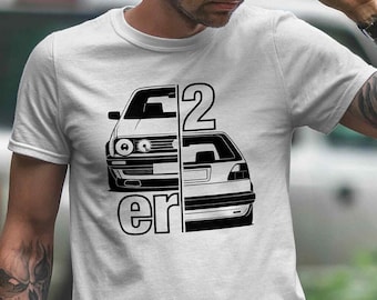 T-Shirt - 2er Split - Golf II, Typ 19E/1G1, bedrucktes Shirt, Geschenk für Petrolheads