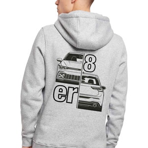 Hoody - 8er split, VW Golf 8 Print, for VW fans, Volkswagen Golf & GTI fans, Golf R, R-Line, gift for car lovers, heavy hoody