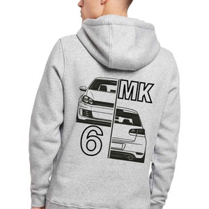 Hoody - MK6 split, VW Golf 6 print, voor VW-fans, Volkswagen Golf six & GTI-fans, Golf R, R-Line, cadeau voor autoliefhebbers, zware hoody