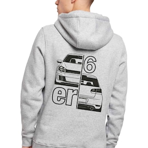 Hoody - 6-serie split, VW Golf 6-serie print, voor VW-fans, Volkswagen Golf six & GTI-fans, Golf R, R-Line, cadeau voor autoliefhebbers, zware hoody