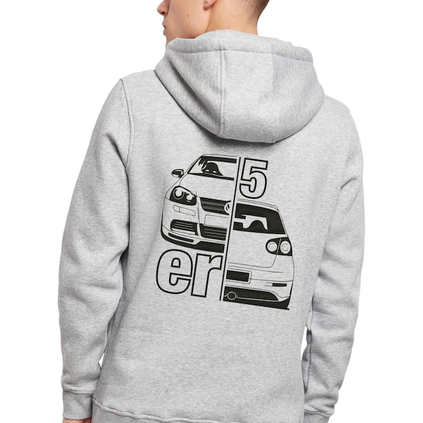 Hoody - 5er split,  VW Golf 5er Print, für VW Fans, Volkswagen Golf & GTI Fans, Geschenk für Autoliebhaber, Youngtimer, heavy Hoody 300Gramm