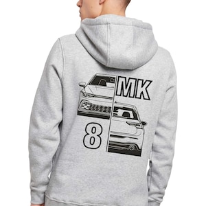 Hoody - MK8 split, VW Golf 8 Print, for VW fans, Volkswagen Golf & GTI fans, Golf R, R-Line, gift for car lovers, heavy hoody