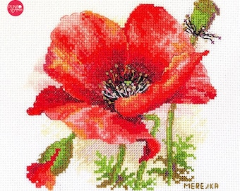 Cross Stitch Kit. Red Poppy. Merejka K-187