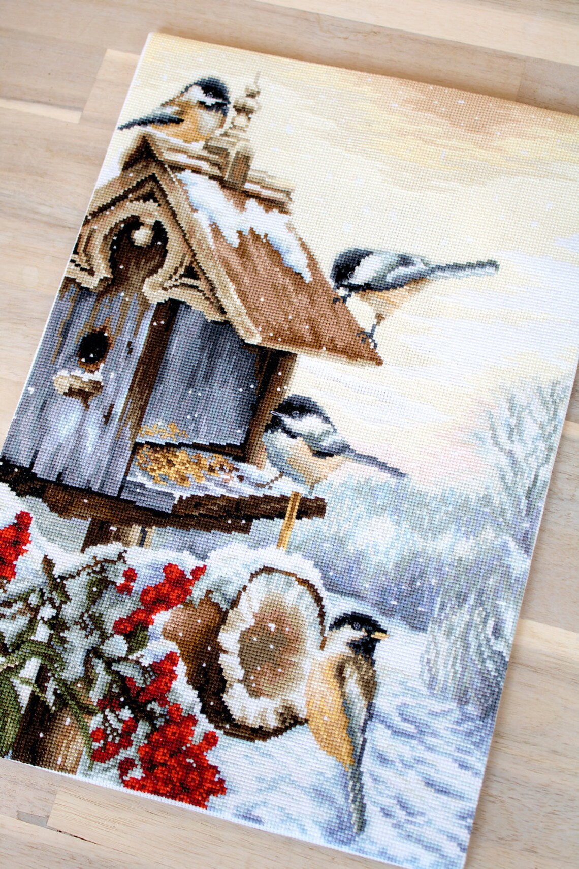 Luca-S Kreuzstich-Set „Vogelhaus“ – Fertig Wird’s 20x14 Cm, Inkl. Stoff, Garn & Anleitung