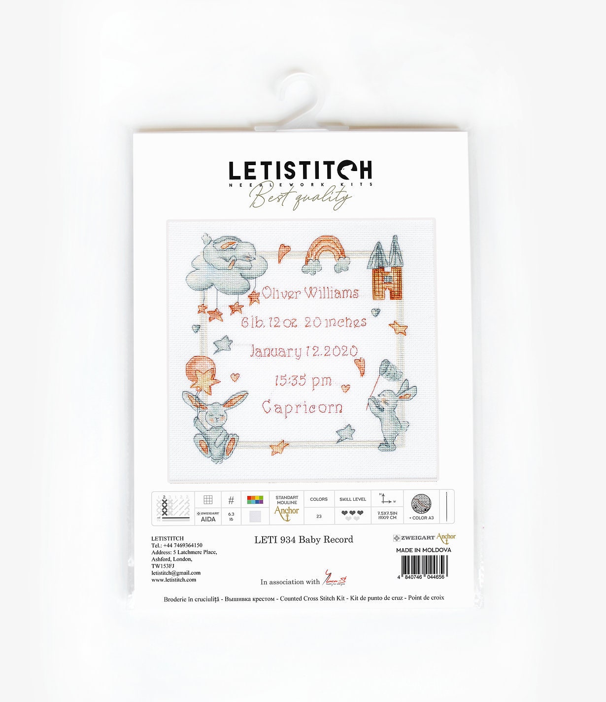 Cross stitch kit Baby Girl Record - Leti Stitch > Leti Stitch > Cross  stitch kits > The Stitch Company B.V.