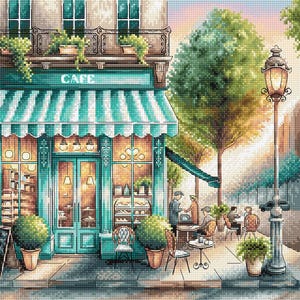 Un Café en la Ciudad - Kit de Punto de Cruz Punto y Arte P026