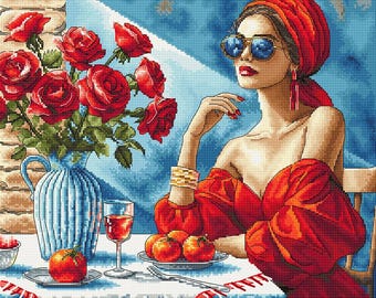 Counted Cross Stitch Kit - Lady in Red, AVA P134
