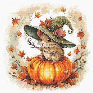 AVA P153 Little Wizard Cross Stitch Kit – Mouse and Pumpkin