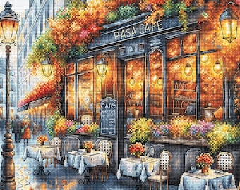 P051 Coffee in Autumn - Cross Stitch Kit by Stitch and Art