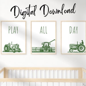 Farm Boy Room Prints | Set of 3 Boys Wall Prints | Farm Nursery Decor | Tractor Wall Decor | Tractor Nursery Decor | Boys Room Harvest Art