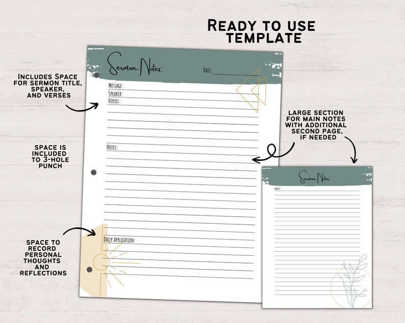 Sermon Church Notes Printable, Digital Download, Bible Study Notes ...