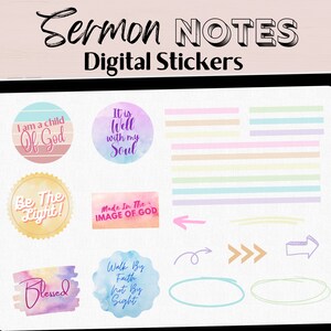 GoodNotes Sermon Church Notes Stickers and Highlights | Digital Bible Stickers | Christian Stickers | Faith Digital Stickers Bundle