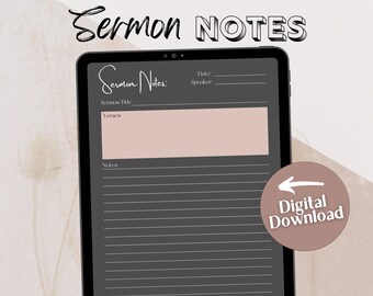 GoodNotes Sermon Church Notes | Digital Download | Bible Study Notes | Digital Church Notes | Christian Journal Template | GoodNotes PDF
