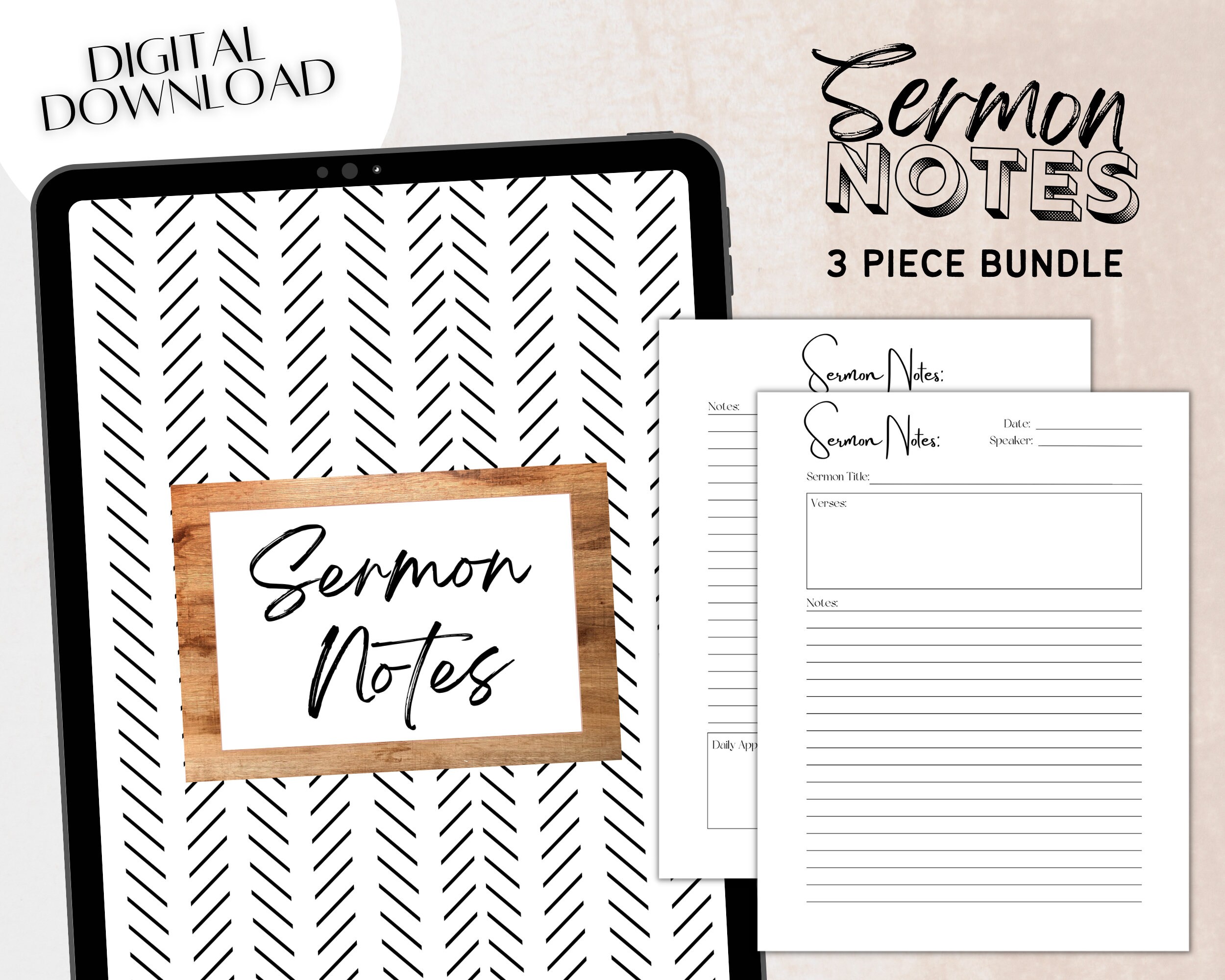 Sermon Church Notes Printable | Digital Download | Bible Study Notes ...