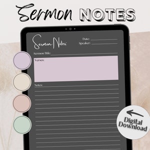 GoodNotes Sermon Church Notes | Digital Download | Bible Study Notes | Digital Church Notes | Christian Journal Template | GoodNotes PDF