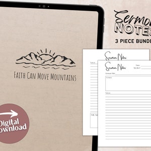 Sermon Church Notes Printable | Digital Download | Bible Study Notes | Church Printable Notebook | Christian Journal Template | GoodNotes