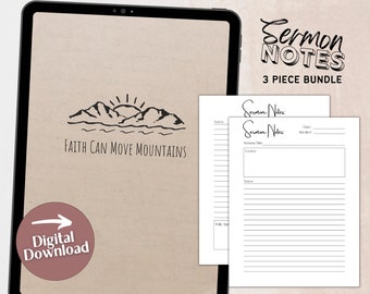 Predigt Kirche Notizen Printable | Digitaler Download | Bibelstudien Notizen | Kirche Druckbares Notizbuch | Christliche Journal Vorlage | GoodNotes