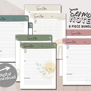 Sermon Church Notes Printable, Digital Download, Bible Study Notes, Church Printable Notebook, Christian Journal Template, GoodNotes PDF