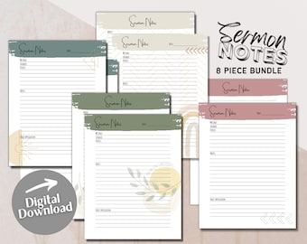 Predigt Kirche Notizen druckbare, digitaler Download, Bibel Studien Notizen, Kirche druckbare Notizbuch, christliche Journal Vorlage, GoodNotes PDF