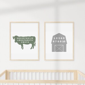Farm Boy Room Prints | Set of 2 Boys Wall Prints | Farm Nursery Decor | Cow Wall Decor | ABC Boys Room | Barn Nursery Prints | Cow Prints