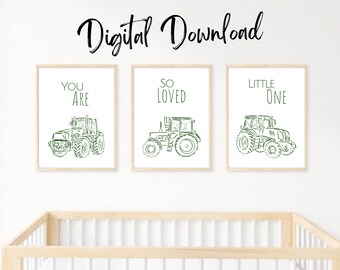 Farm Boy Room Prints | Set of 3 Boys Wall Prints | Farm Nursery Decor | Tractor Wall Decor | Tractor Nursery Decor | Boys Room Harvest Art