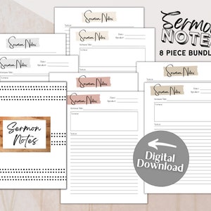 Predigt Kirche Notizen Printable | Digitaler Download | Bibelstudien Notizen | Kirche Druckbares Notizbuch | Christliche Journal Vorlage | GoodNotes